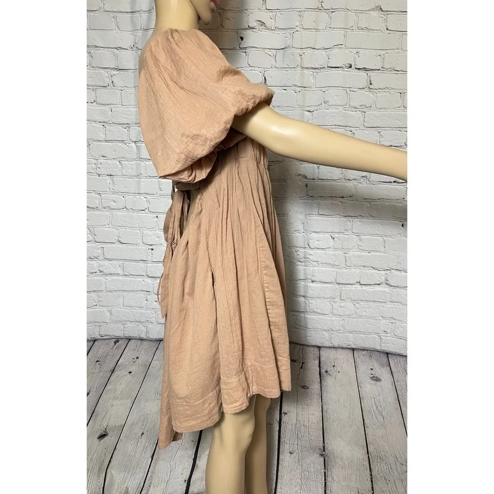 NWT New Free People Marina Mini Light Brown Cotton Dress Size M